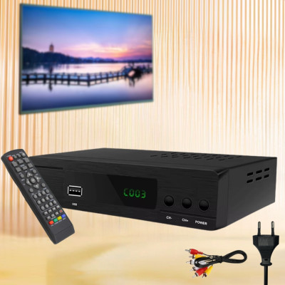 Цифрова телевізійна приставка DVB T2 з дисплеєм та пультом тюнер ресивер приймач для телевізора