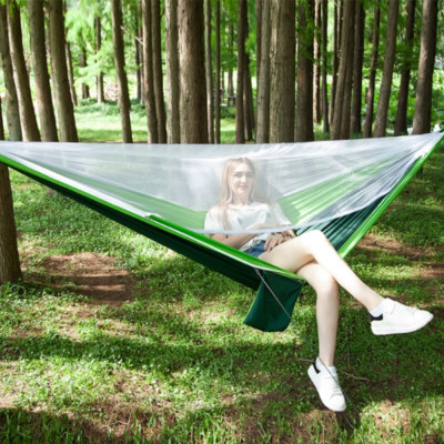 Туристичний гамак з москітною сіткою Travel Hammock 250x120 см Підвісний Для відпочинку із дугами від комах