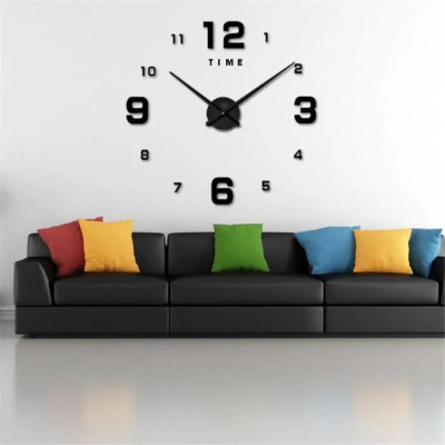 Великий настінний годинник 3D на батарейках Diy Clock Електронна наклейка Зроби сам для кухні вітальні