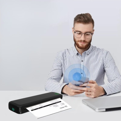 Бездротовий термопринтер Mini А4 Printer акумуляторний Bluetooth мобільний міні принтер iOS Android