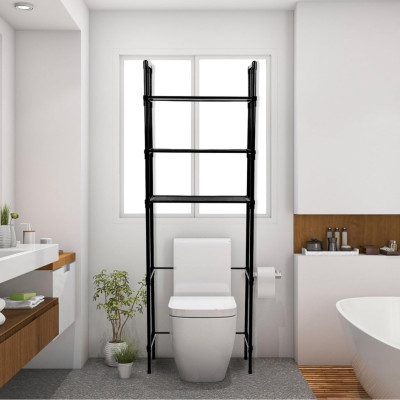 Полиця над унітазом багатофункціональна підлогова Toilet Rack AY2035 Металевий стелаж 152х47х26см