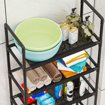 Полиця над унітазом багатофункціональна підлогова Toilet Rack AY2035 Металевий стелаж 152х47х26см