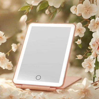 Дзеркало для макіяжу зі світлодіодним підсвічуванням 3 режими LED Mirror Настільне акумуляторне дзеркальце