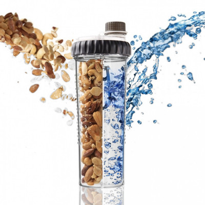 Пляшка подвійна для води та корму зі складною мискою для тварин Dexas Snack Duo