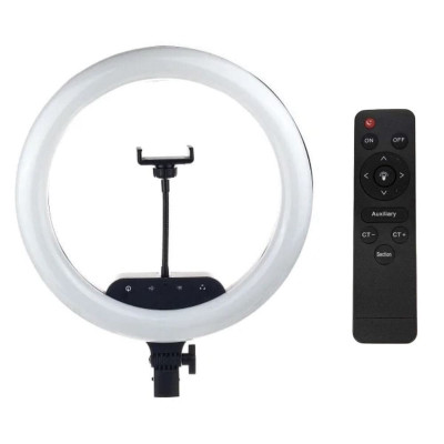 Набір блогера 4в1 Кільцева LED лампа 36 см Штатив Петличний мікрофон Селфи палиця Bluetooth пульт фото відео