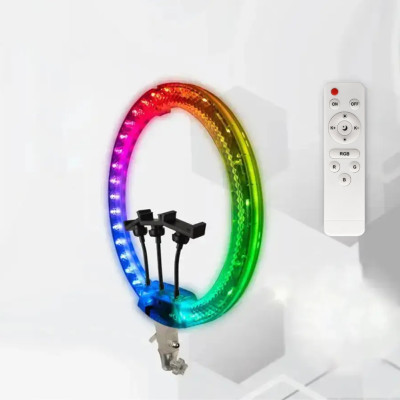 Набір блогера 5в1 Світлодіодна кільцева RGB лампа 3D 45см Штатив 2м Селфі палиця Петличний мікрофон Екш камера