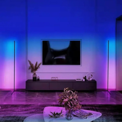 Світлодіодний кутовий RGB торшер підлоговий LED світильник збірної з пультом та регулюванням яскравості 150см