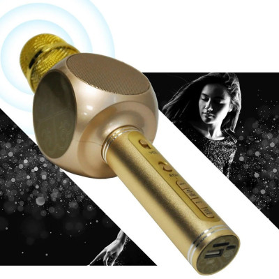 Караоке мікрофон дитячий портативний бездротової Bluetooth USB Золотий Gold Іграшка мікрофони для дітей YS-63
