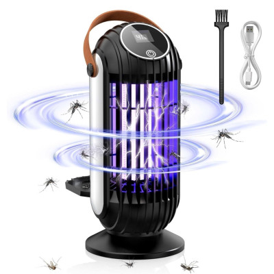 Аккумуляторная лампа ловушка для насекомых с дисплеем BG-008 Electric Shock Mosquito Lamp Антимоскитная лампа приманка для комаров
