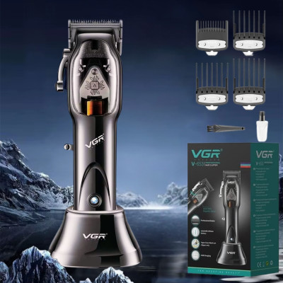 Акумуляторна машинка для стрижки волосся VGR V-653 портативна з usb зарядкою 4 насадками та підставкою