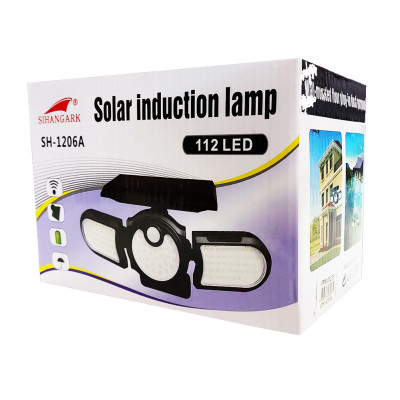 Вуличний ліхтар на сонячній батареї Solar induction SH 1206А з датчиком руху потрійний індукційний 112 LED