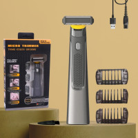 Портативный триммер для бороды и тела Micro Trimmer с 3 насадками аккумуляторный для сухого бритья