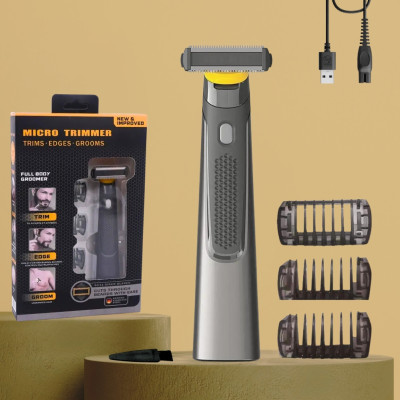 Портативний триммер для бороди та тіла Micro Trimmer з 3 насадками акумуляторний для сухого гоління Портативний триммер для бороди та тіла Micro Trimmer з 3 насадками акумуляторний для сухого гоління