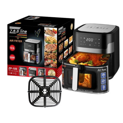 Фритюрниця без масла Zepline 3500W сенсорна аерофрітюрниця мультипіч безмасляна з таймером 10,5л для дому