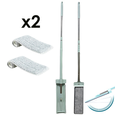 Швабра ледащо з вертикальним самоотжімом flat mop з віджимом і поворотом на 360 градусів та 2 мікрофібри