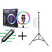 Кольорова кільцева світлодіодна LED RGB лампа MJ36 см штатив 2м підсвічування мультиколор для блогерів селфи