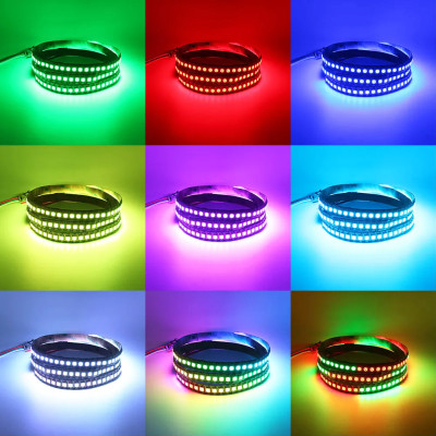 Світлодіодна LED стрічка RGB 5 м силіконова з пультом та перехідником світлодіодне освітлення