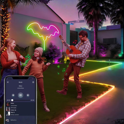 Гнучкий неон RGB 3 м Світлодіодна LED стрічка із синхронізацією музики Розумна неонова стрічка