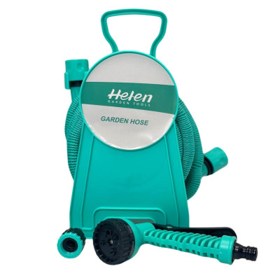 Садовий шланг 10м розтягувальний Helen Garden Tools з котушкою і розпилювачем з 7 режимами шланг поливальний