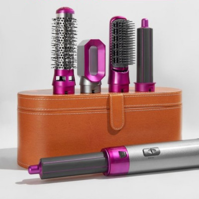 Фен щітка в подарунковій коробці HAIR BRUSH 5 в 1 стайлер з насадками для завивки та укладання волосся