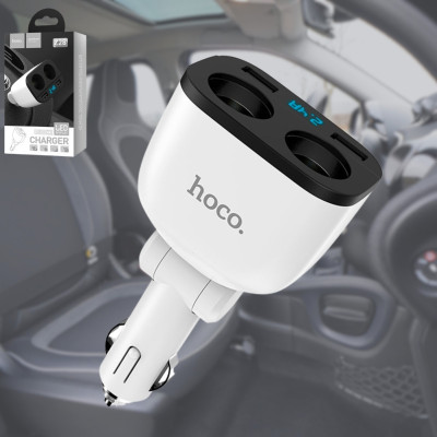 Автомобильная зарядка Hoco Z28 Зарядное устройство 2xUSB от прикуривателя с вольтметром Разветвитель в авто