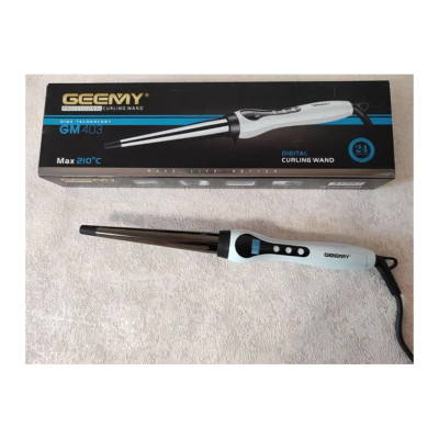 Професійна конусна плойка для створення локонів з LED дисплеєм Geemy GM-403 з титановим покриттям
