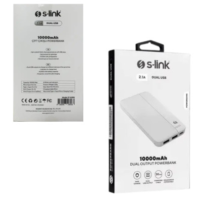 Повербанк Power Bank S-link 10000 mAh Зовнішній акумулятор з дисплеєм Білий
