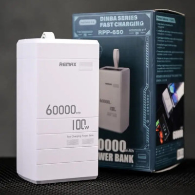Повербанк 60000 mAh для ноутбука Remax RPP-650 100w зарядний пристрій Power Bank зарядний пристрій для гаджетів з дисплеєм