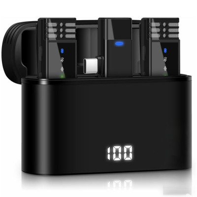 Петлічний бездротовий мікрофон 2в1 Wireless Microphone в кейсі для смартфонів з ресивером Type-C