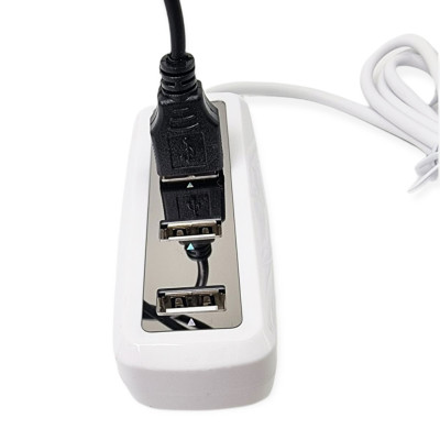 USB хаб концентратор адаптер розгалужувач на 4 порти білий живлення від USB хаб 2.0