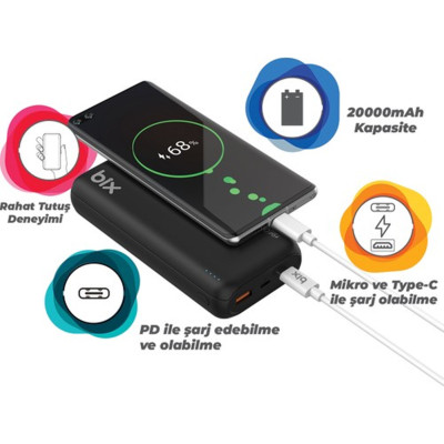 Повербанк PB20 QPD 20000 mAh Power bank портативний зарядний пристрій для телефону швидка зарядка