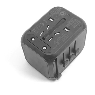 Універсальний мережевий USB адаптер для подорожей та дому Travel Adapter перехідник для розеток Чорний