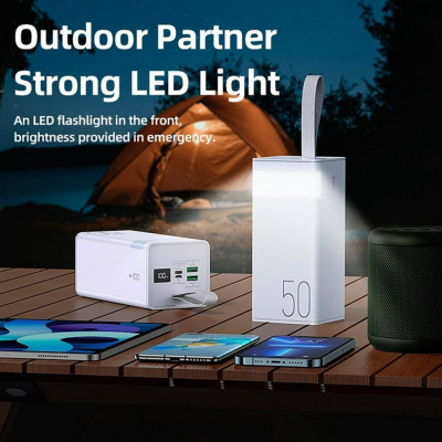 Повербанк RPP-321 швидка зарядка 50000 mAh портативна зарядка з ліхтариком power bank для телефону