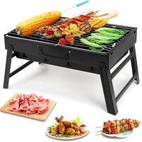 Мангал гриль чемодан складний переносний BBQ розбірний портативний з ґратами для пікніка 35х27х8см