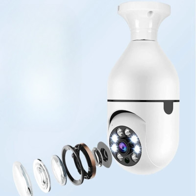 Поворотна IP камера в патрон 4МП WiFi Camera для відеоспостереження будинку зі звуком та нічним баченням