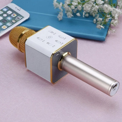 Мікрофон караоке дитячий бездротовий Q7 Чорний Black USB Bluetooth з чохлом Іграшка мікрофон з динаміком