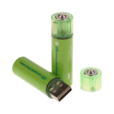 Батарейки акумуляторні перезаряджаємі  USB Акумулятор FluCat AA 2 шт в комплекті в кейсі 1500 mAh