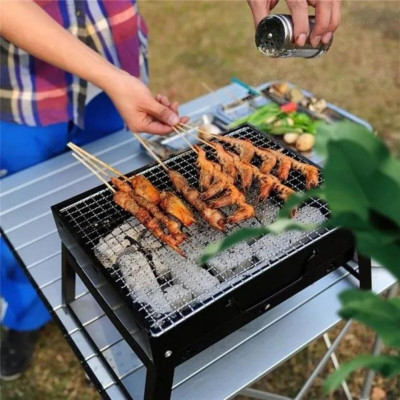 Переносний мангал чемодан складний BBQ портативний барбекю гриль з решіткою для пікніка