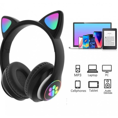 Навушники бездротові з вушками Cat Ear VZV 23M дитячі навушники котячі вушка з мікрофоном