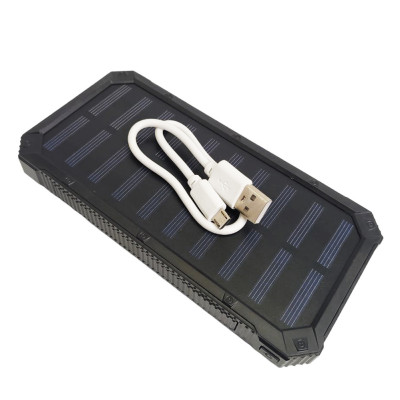 Повербанк 15000 mAh Power bank від сонячної панелі Solar зарядний пристрій для телефону з ліхтариком