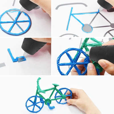 3D Ручка для дітей 3Д ручка 3 покоління з дисплеєм LCD Pen 3 фіолетова Набір з Еко Пластиком та трафаретом