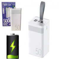 Повербанк RPP-321 швидка зарядка 50000 mAh портативна зарядка з ліхтариком power bank для телефону