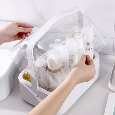 Органайзер для косметики Пилезахисний Водонепроникний Cosmetic Storage Box LD 388 Настільний бокс Рожевий