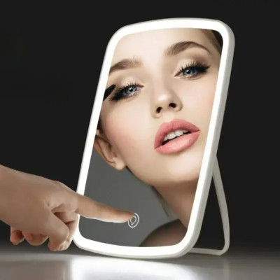 Косметичне дзеркало сенсорне 33 світлодіоди підсвічування LED Mirror Настільне акумуляторне дзеркальце Косметичне дзеркало сенсорне 33 світлодіоди підсвічування LED Mirror Настільне акумуляторне дзеркальце