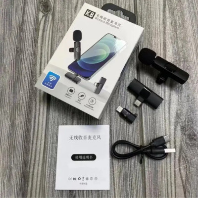 Петличний бездротовий мікрофон К8 з шумозаглушенням для смартфонів з ресивером iPhone/TypeC