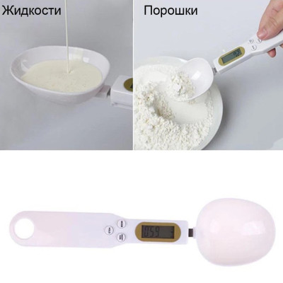Електронна мірна ложка ваги з LCD екраном Digital Spoon Scale цифрова до 300 г висока точність Біла