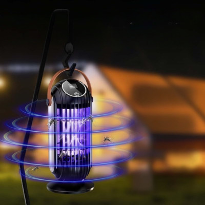 Аккумуляторная лампа ловушка для насекомых с дисплеем BG-008 Electric Shock Mosquito Lamp Антимоскитная лампа приманка для комаров