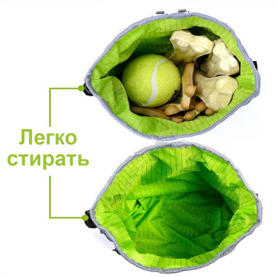 Сумка для дресирування собак Perfect Power Сіра Мішечок для частувань на пояс і через плече з кишеньками