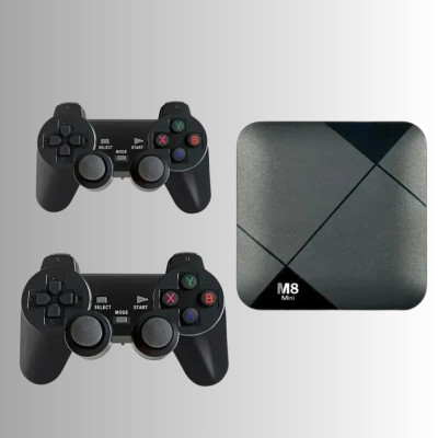 Ігрова консоль приставка для телевізора M8 mini 4K Android ТВ із вбудованим емулятором ретро ігор та джойстиками