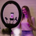 Кільцева світлодіодна RGB лампа 56 см з пультом MJ56 кольорове відеосвітло зі штативом 2м для фото відео